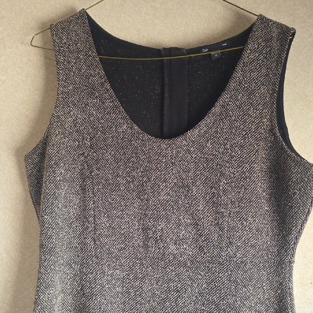 GAP Metallic Black and Silver Sleeveless Tweed Dress